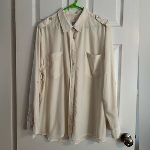 Chico’s Ivory Button Down Shirt Women’s Size 4 (XXL / 20)